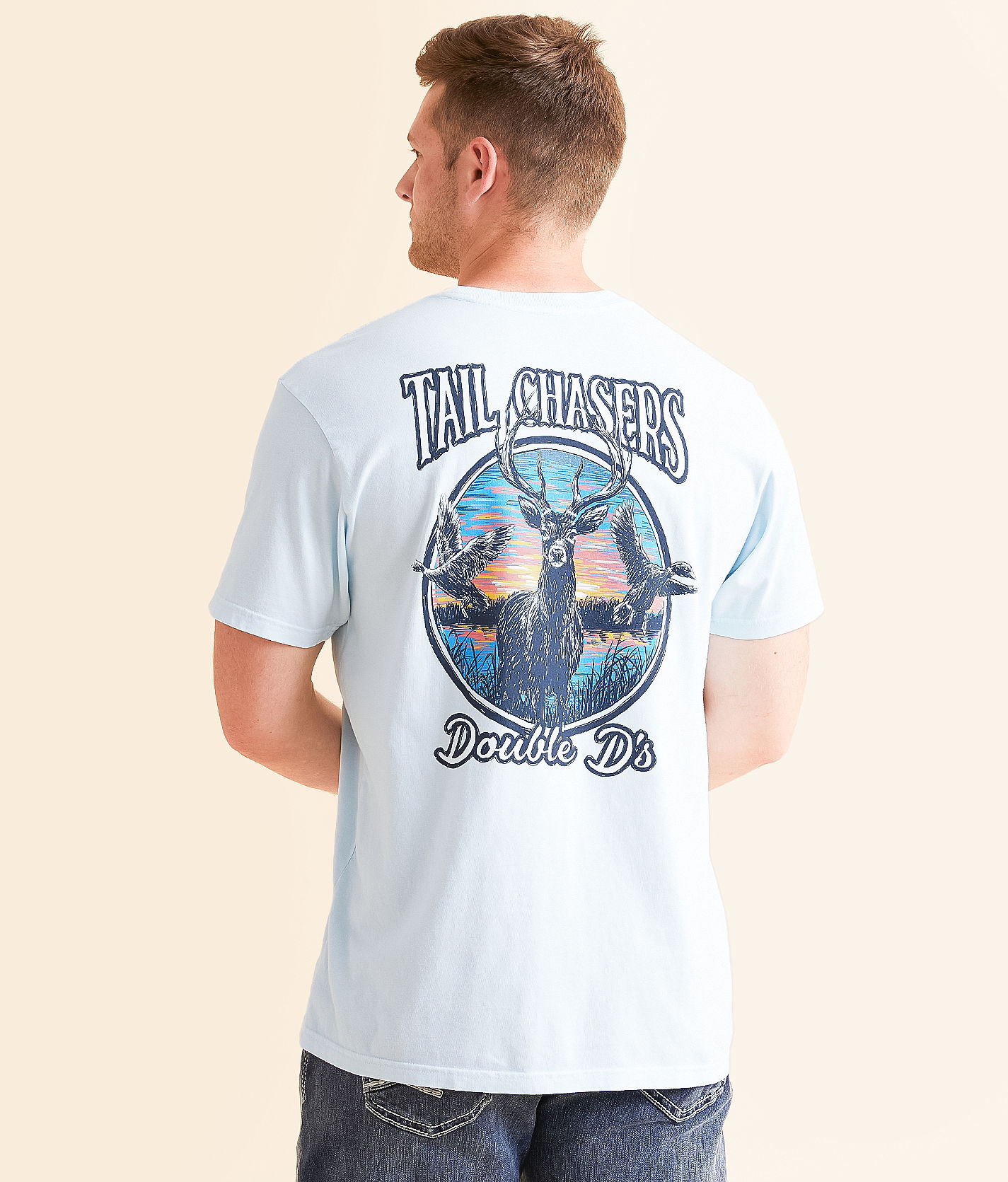 【DISCERNMENT】Double Layered Pigment T-Shirt Tail Chasers Club Double D's T-Shirt - Men's T-Shirts in