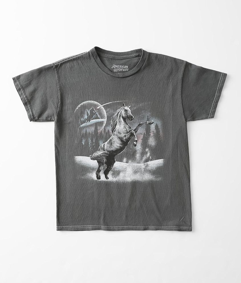 Girls - American Highway Winter Horse T-Shirt front view