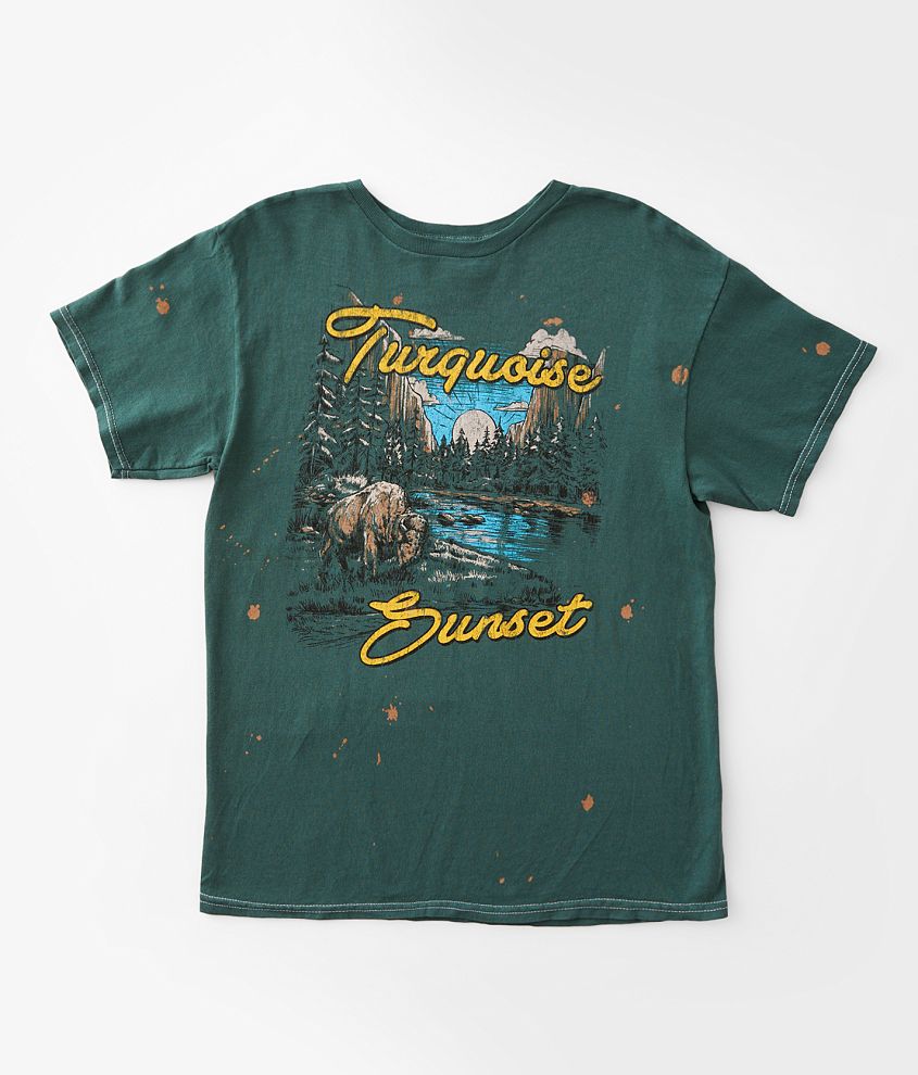 Girls - American Highway Turquoise Sunset T-Shirt front view