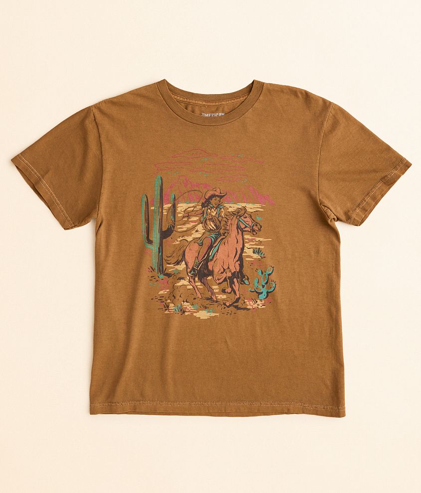 Girls - American Highway Cowgirl Cactus T-Shirt front view