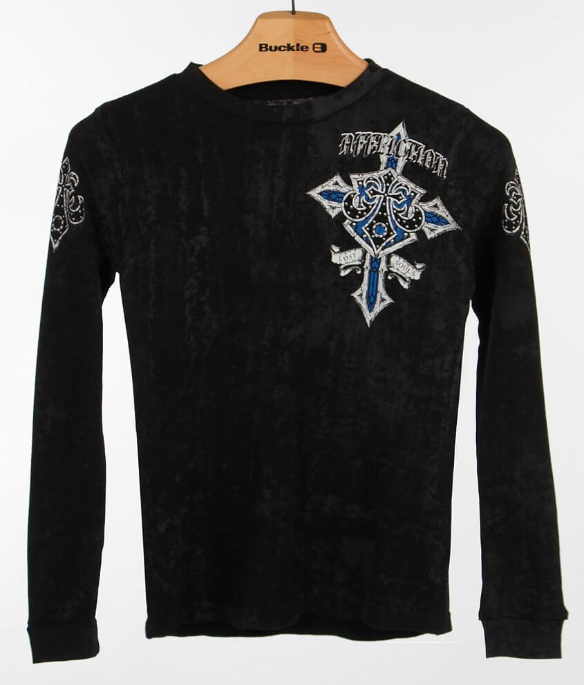 Boys - Affliction Lifeline Thermal Shirt front view