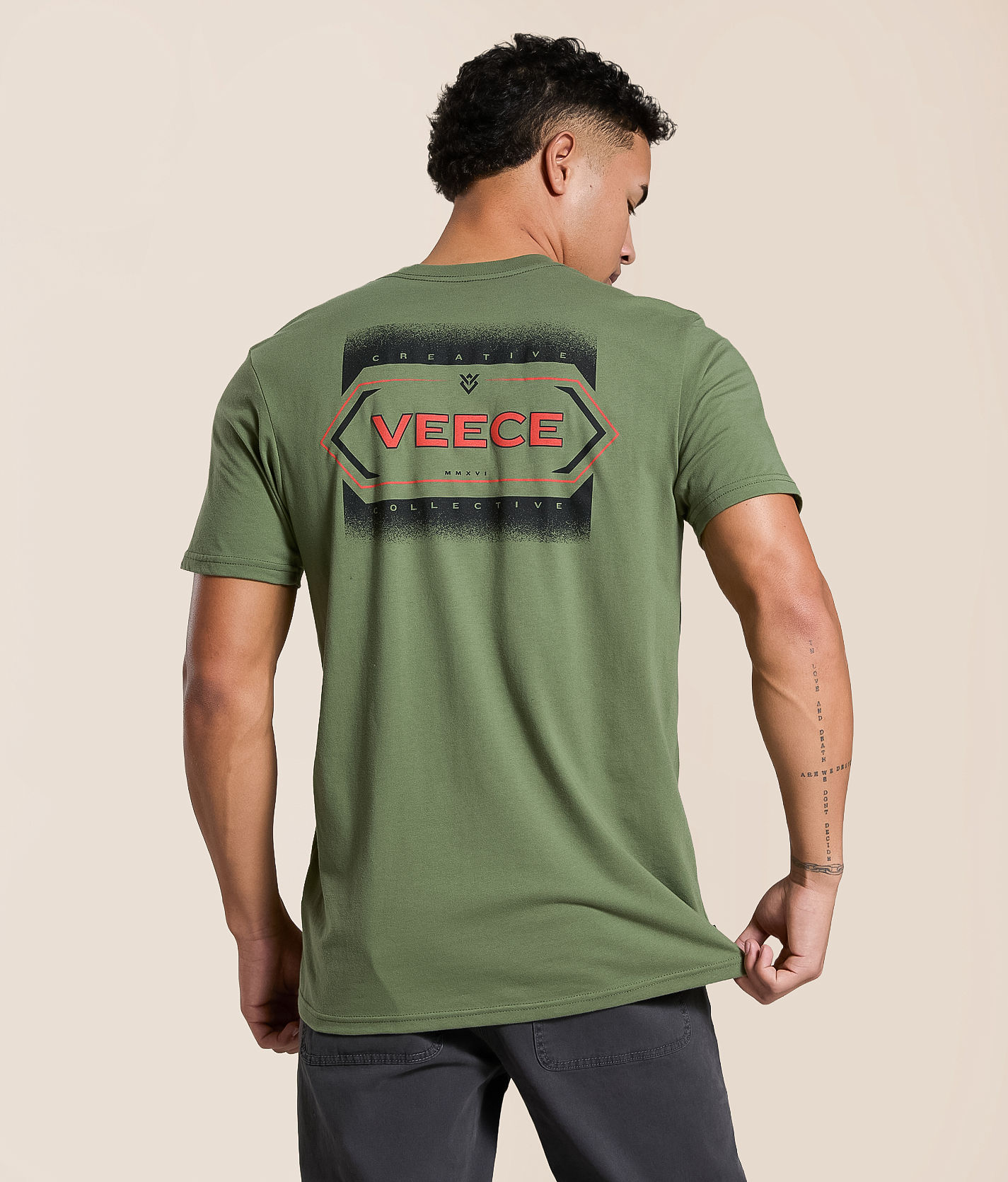 Veece Overspray T-Shirt - Men's Graphic T-Shirts in Olive Heather