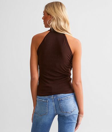 red by BKE Ruched Surplice Tank Top back view