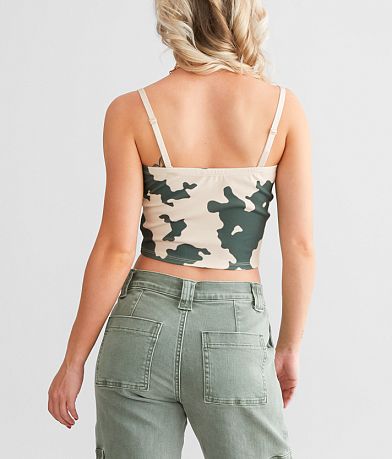 Willow &amp; Root Camo Cow Print Cropped Tube Top back view
