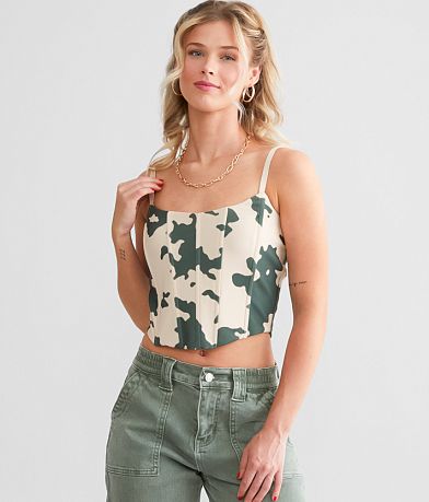Willow & Root Camo Cow Print Cropped Tube Top front view