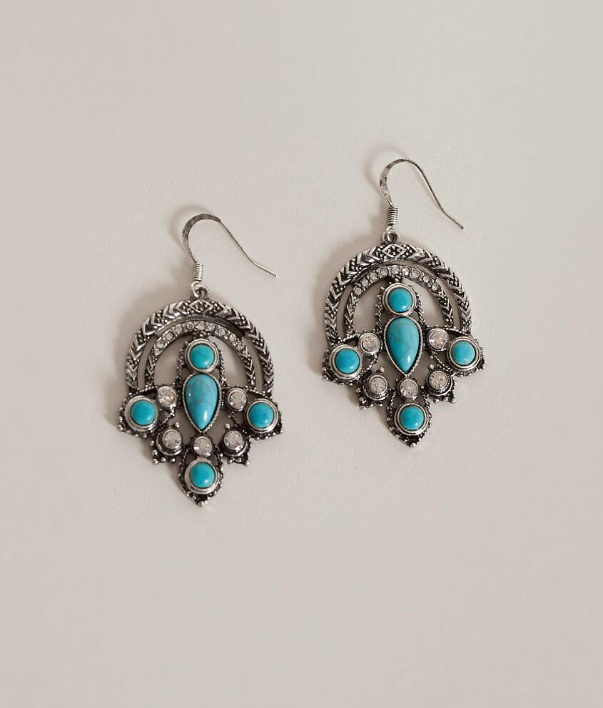 BKE Engraved Earring - Women's Jewelry in Antique Silver Turquoise | Buckle