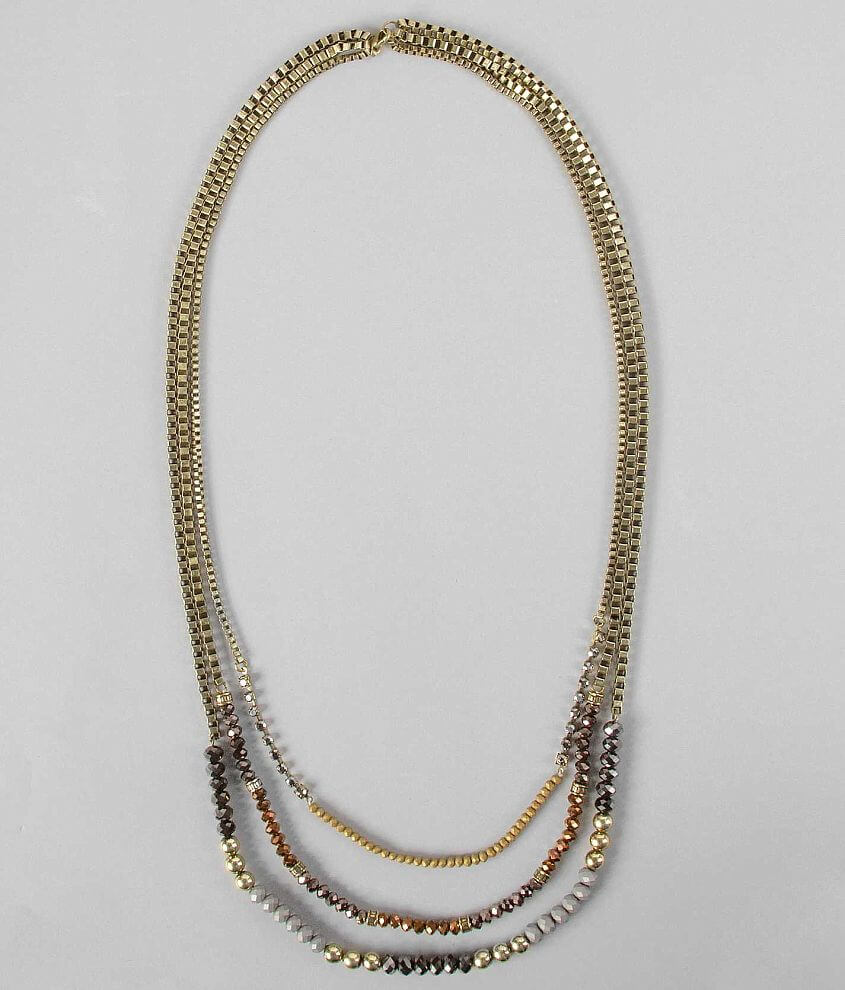 BKE Box Chain Necklace Women's Jewelry in Burnished Gold Multi Buckle