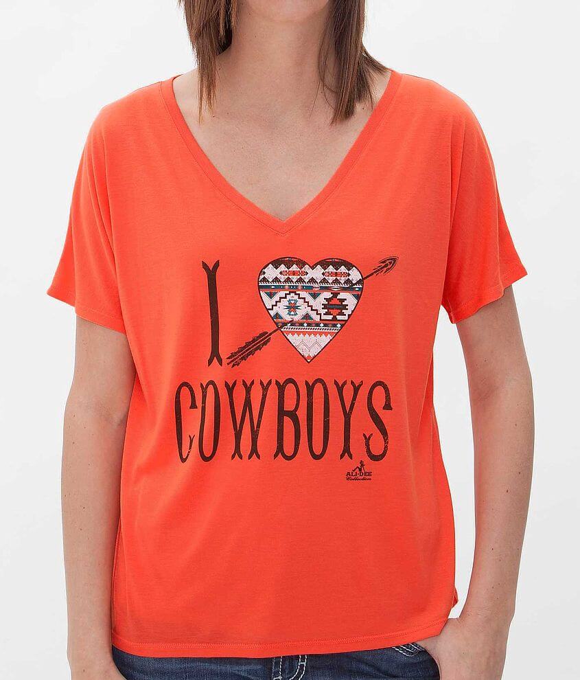 Ali Dee Collection I Love Cowboys Top front view