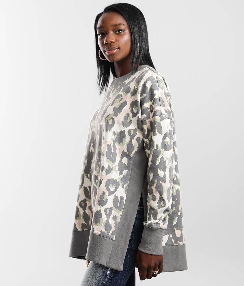 BKE Animal Print Pullover front view