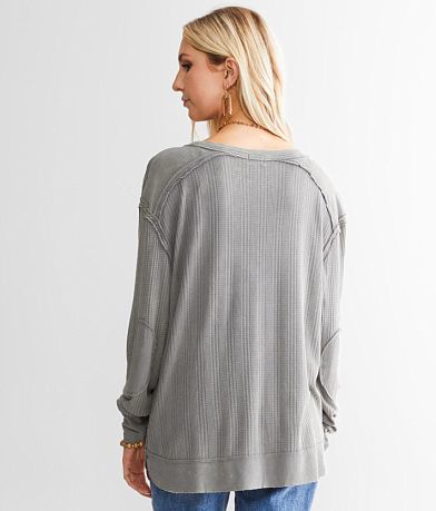BKE Waffle Knit Top back view