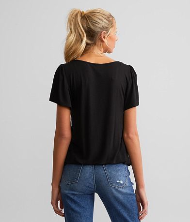 Daytrip Embroidered Mesh Overlay Top BACK