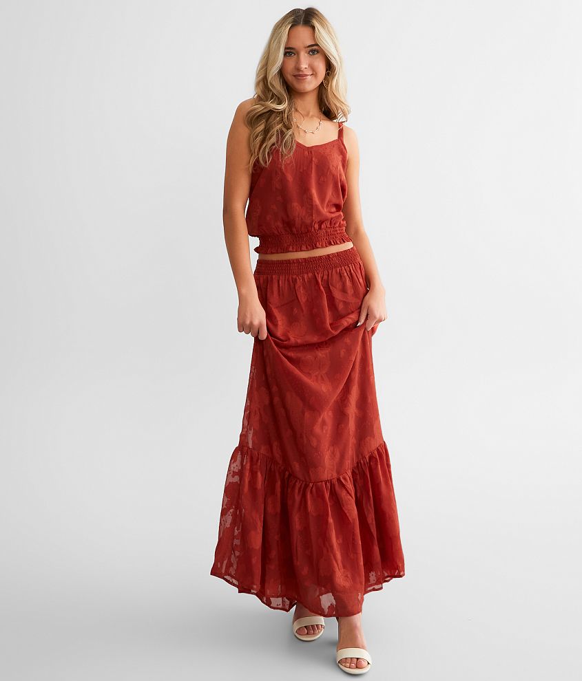 Willow &#38; Root Floral Jacquard Maxi Skirt front view