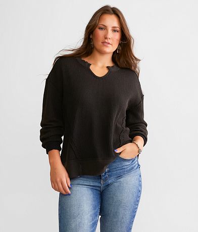 BKE Waffle Knit Thermal Top front view