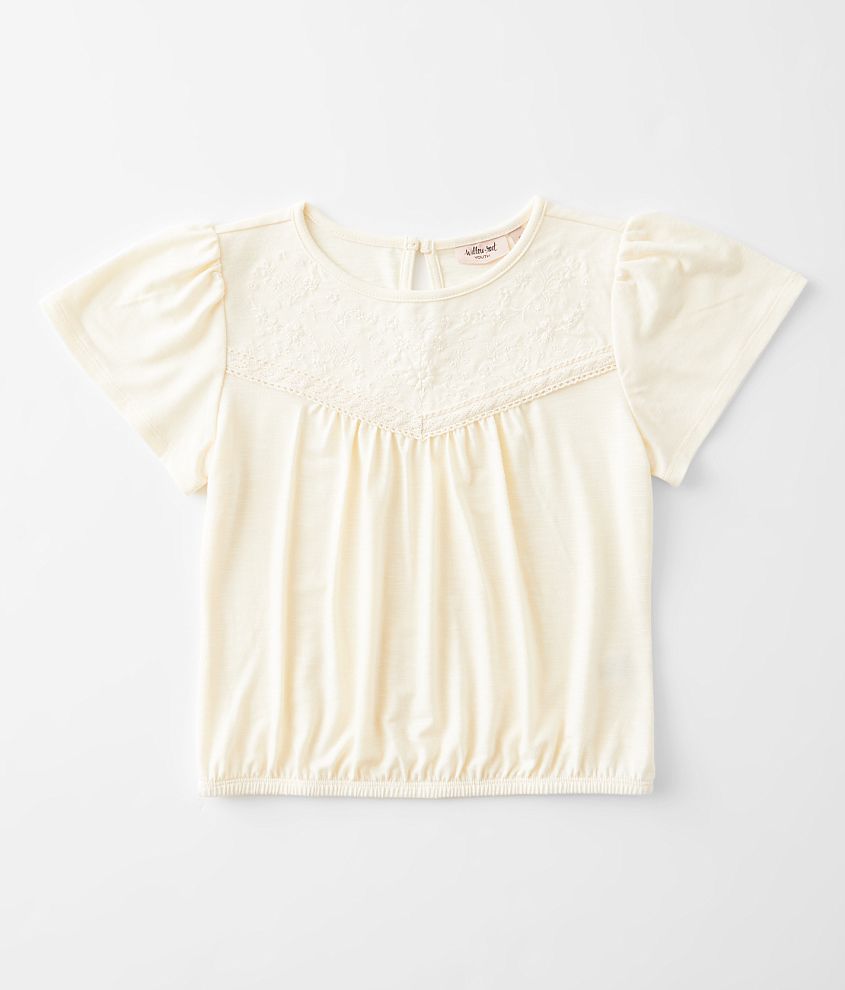 Girls - Willow &#38; Root Embroidered Floral Top front view