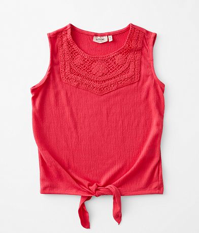 Willow & Root Girls - Crochet Applique Tank Top front view