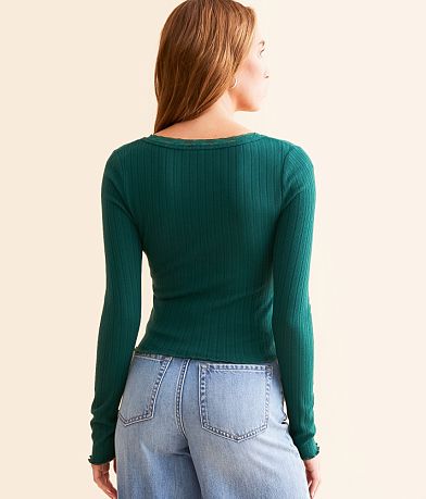 FITZ + EDDI Ribbed Lace Trim Top back view
