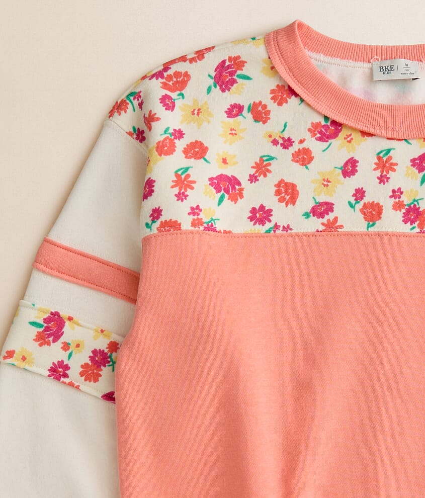 Girls - Floral Color Block Pullover