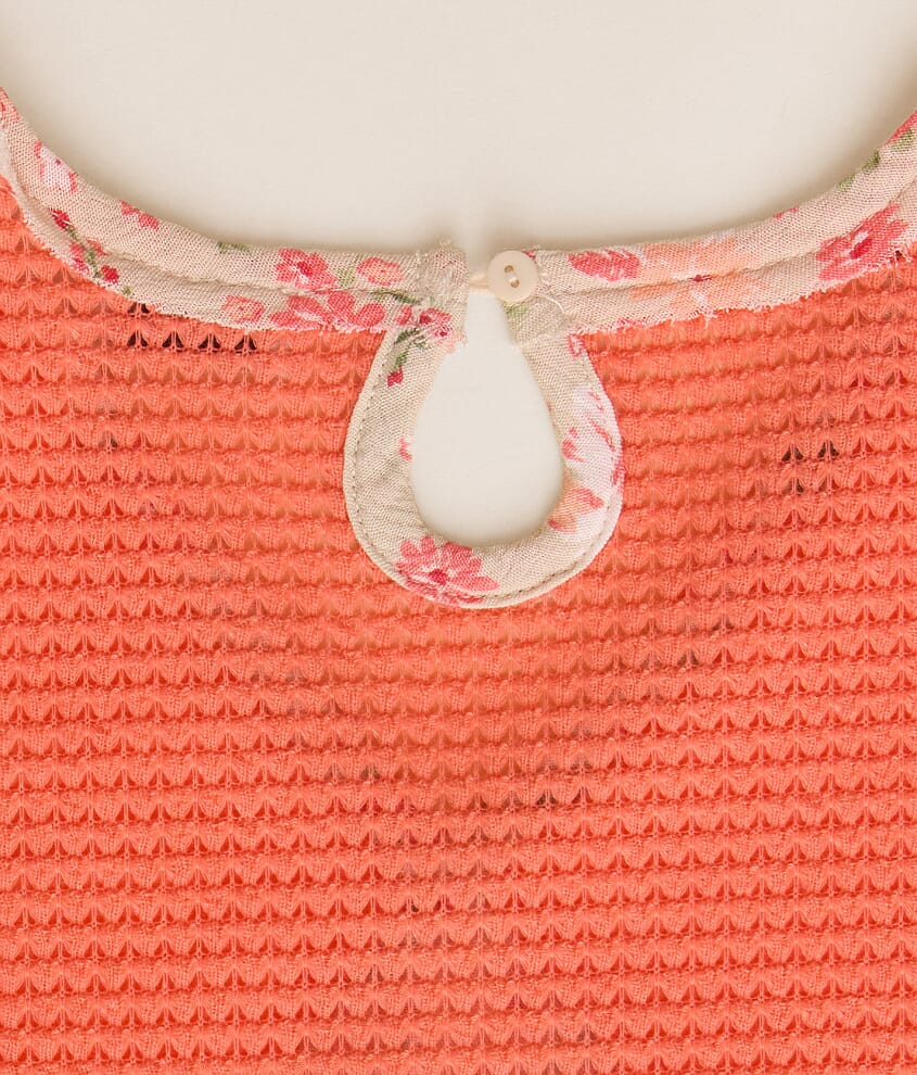 Girls - Floral Waffle Top