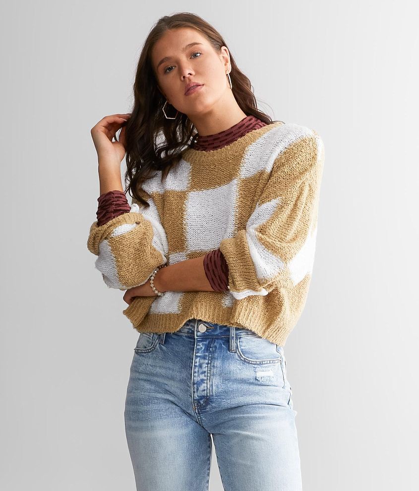 Tan cropped clearance sweater