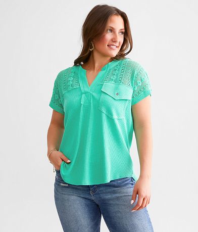 Daytrip Pieced Crochet Top front view