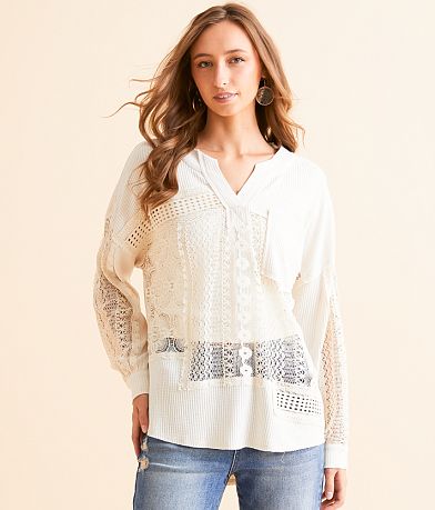 Daytrip Pieced Crochet Top front view