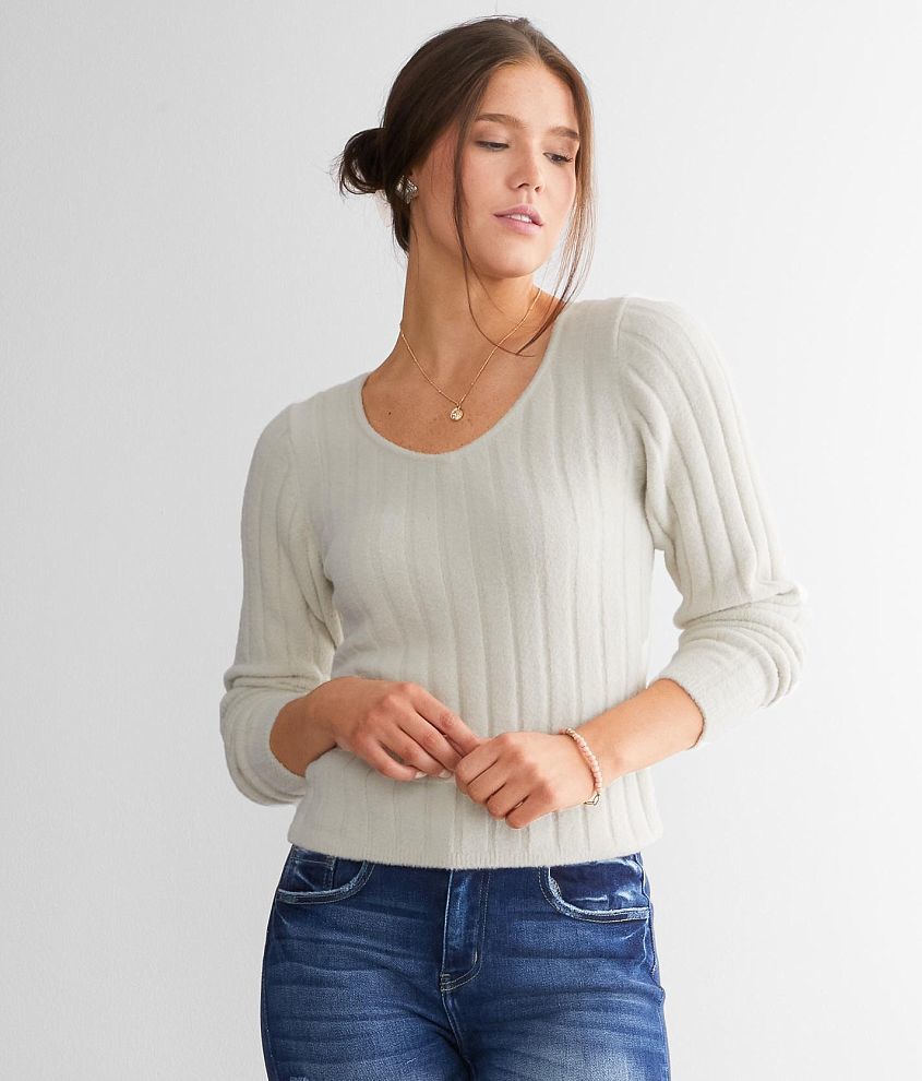Willow &#38; Root Wide Rib Plush Sweater front view