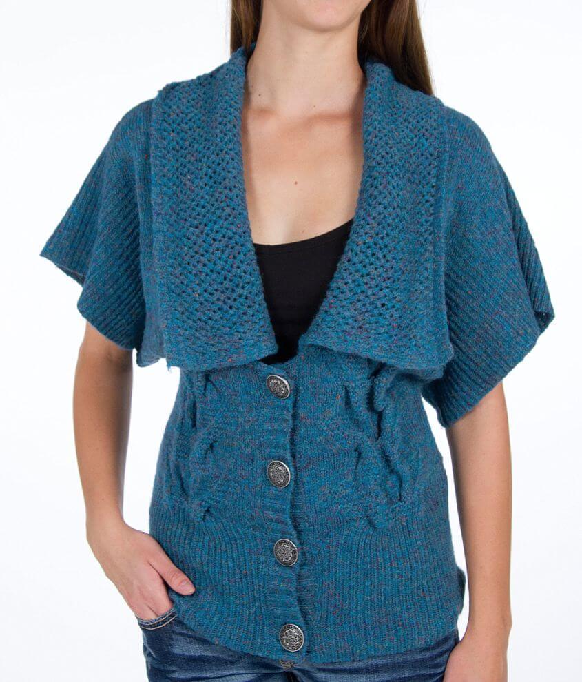 BKE Pointelle Cardigan Sweater front view