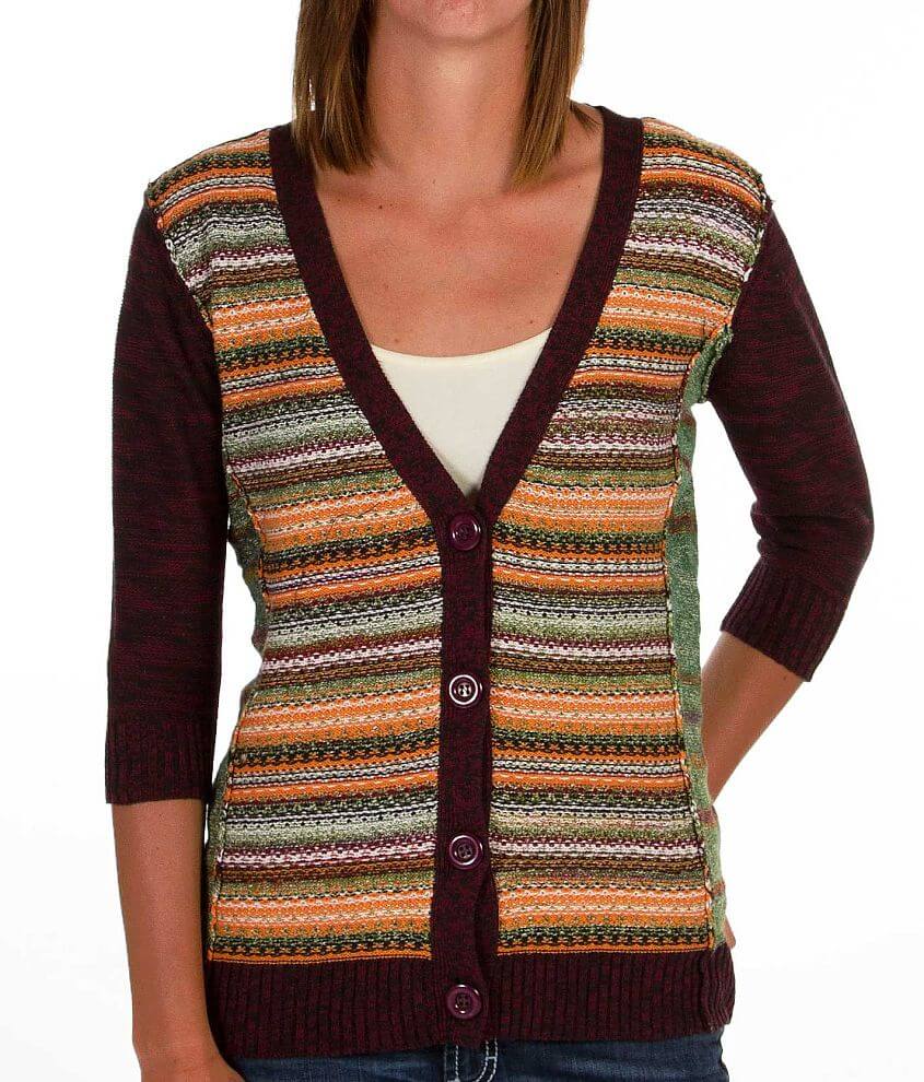 BKE Pointelle Cardigan Sweater - Women's Sweaters in Burgundy Multi ...