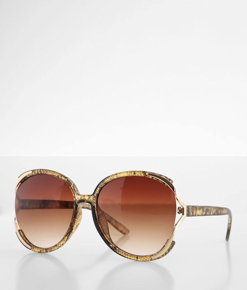 BKE Oversized Round Snake Print Sunglasses front view