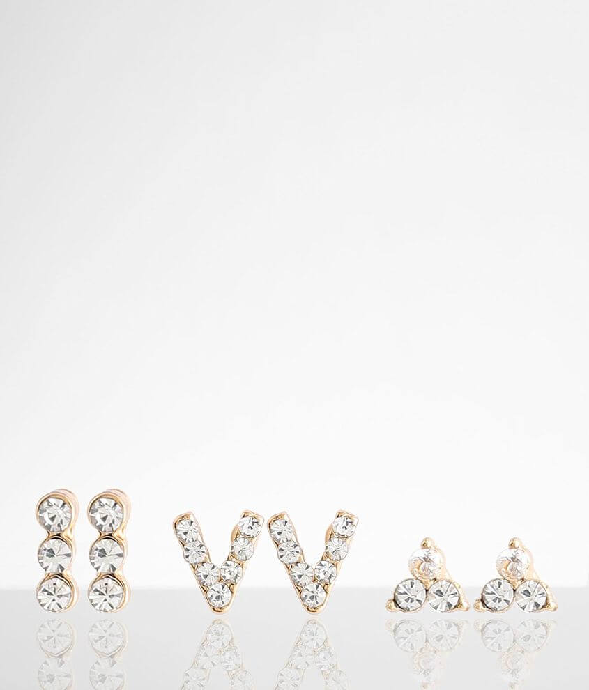 BKE 3 Pack Glitz Earring Set front view