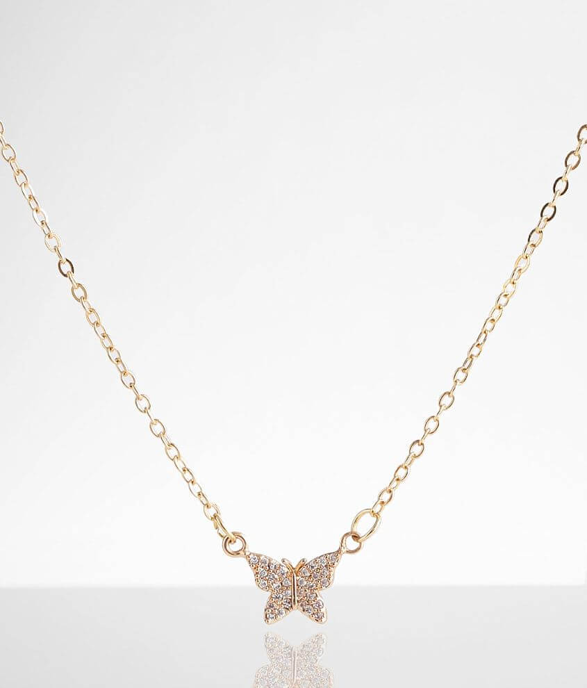 BKE Rhinestone Butterfly Necklace front view