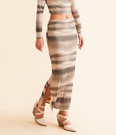 Willow &amp; Root Striped Mesh Midi Skirt full left side view