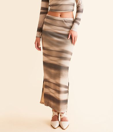 Willow &amp; Root Striped Mesh Midi Skirt full right side view