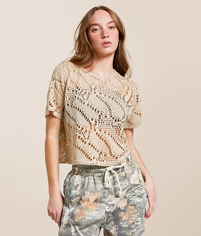 Gilded Intent Open Weave Top front view