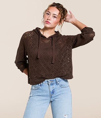 Gilded Intent Crochet Hoodie front view