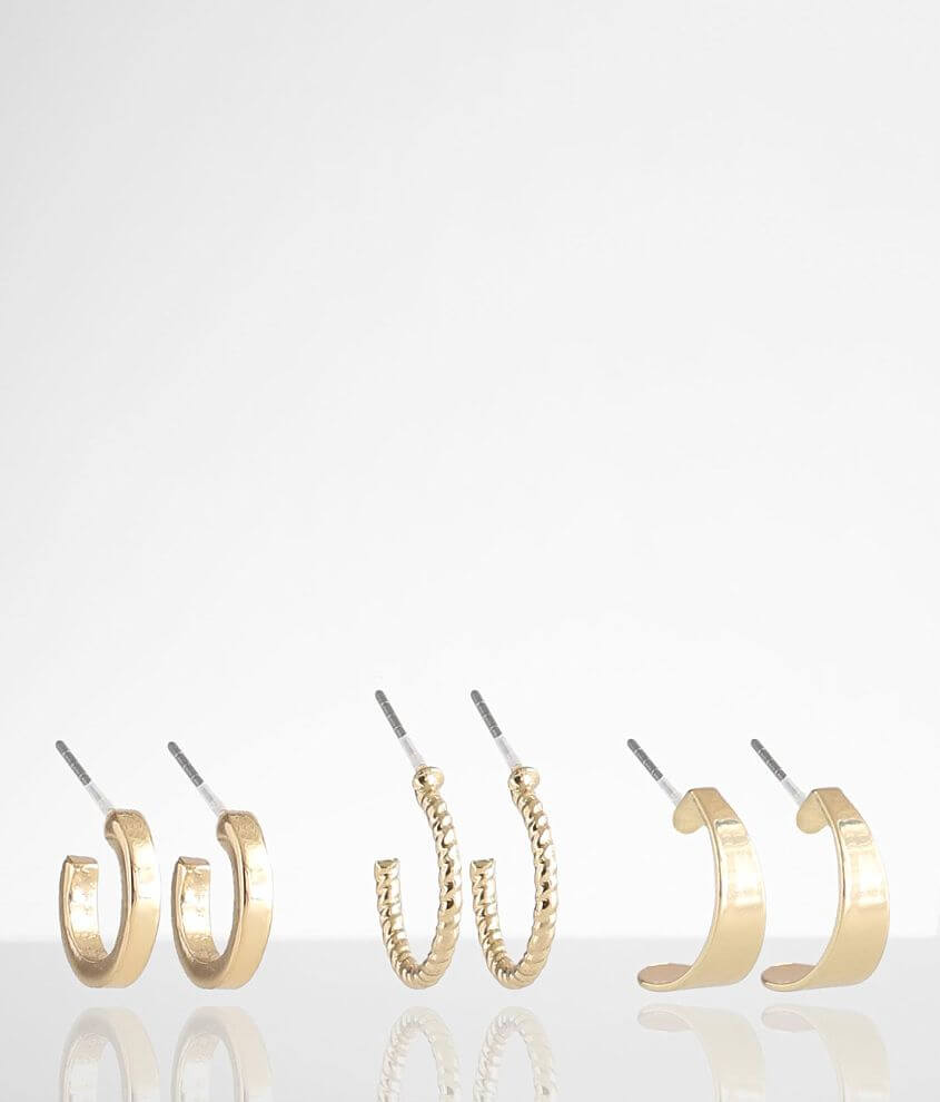 BKE 3 Pack Mini Hoop Earring Set Women's Jewelry in Gold Buckle