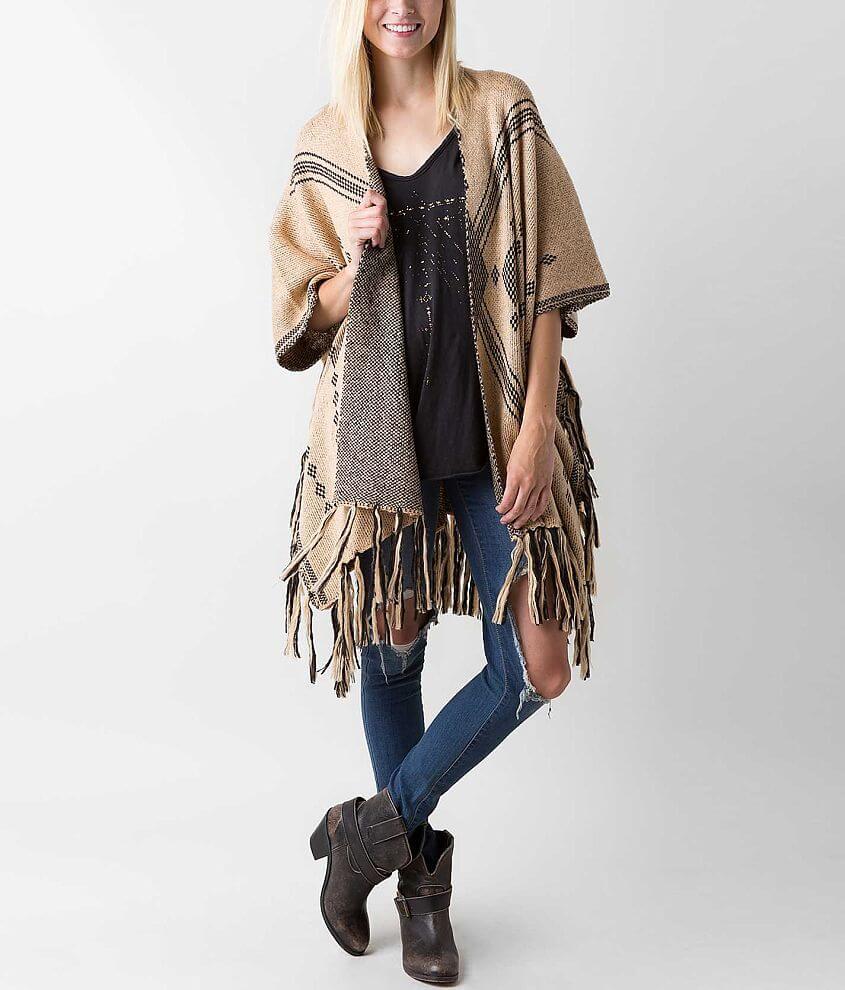 Daytrip Southwestern Poncho - Women's Sweaters in Tan Black | Buckle