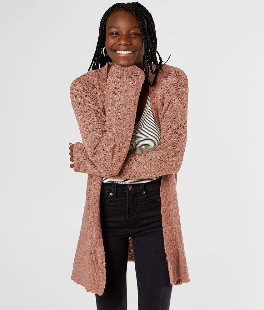 Say What&#63; Slub Knit Cardigan Sweater front view