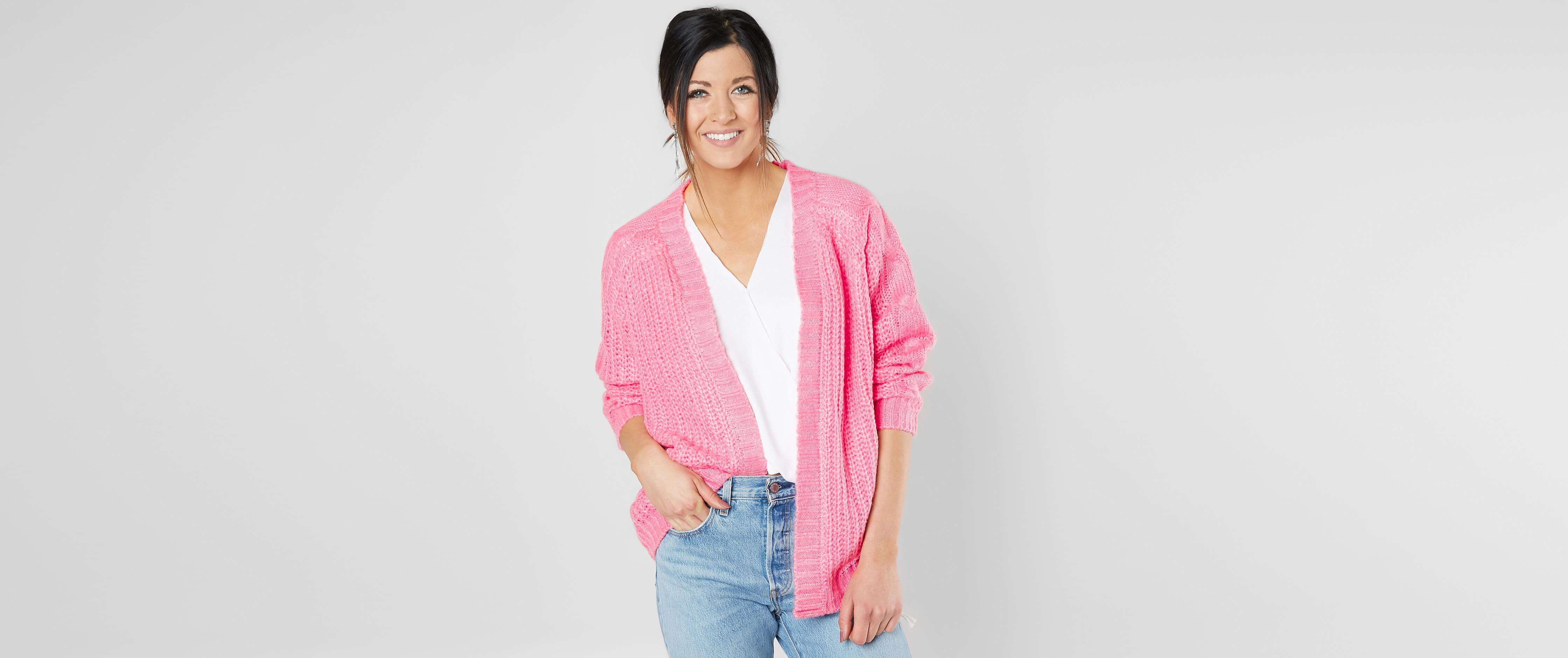 pink cardigan sweater