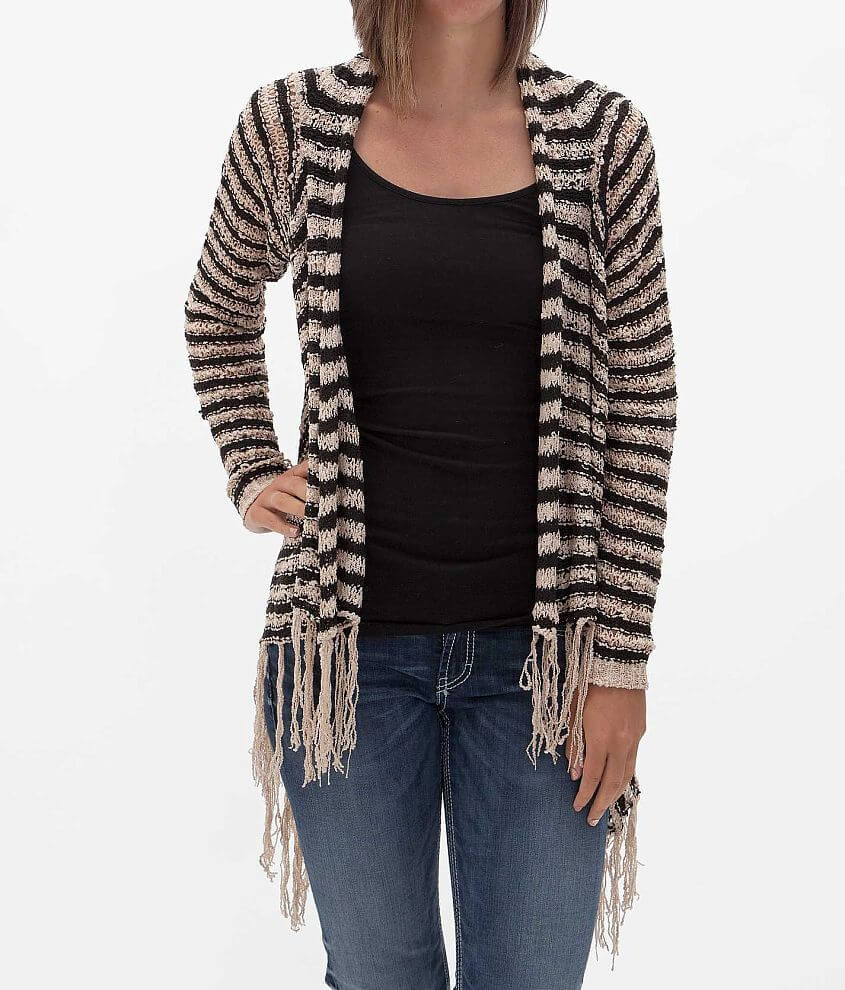 Say What Striped Cardigan Sweater front view