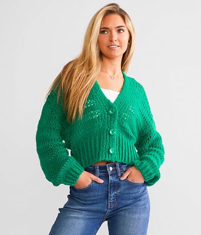 Willow & Root Cropped Cardigan Sweater front view