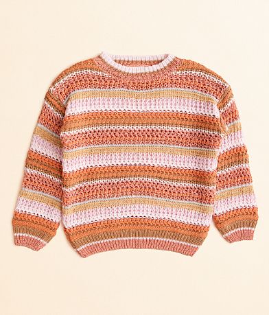 Willow & Root Girls - Metallic Striped Sweater front view