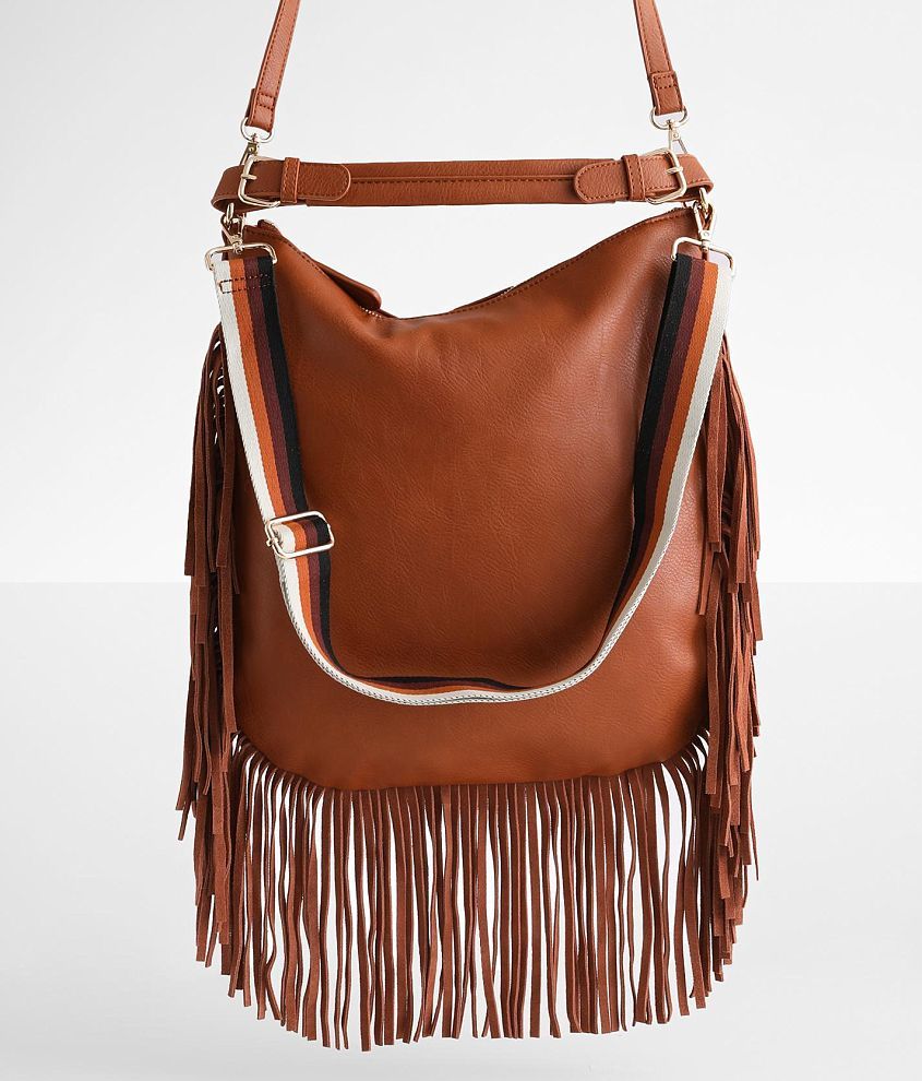 Moda Luxe Fringe Light Brown Crossbody Bag Women's Purse