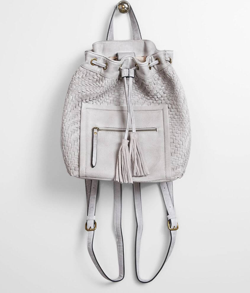 Moda Luxe Weaved Leather Cinch Tie Backpack front view