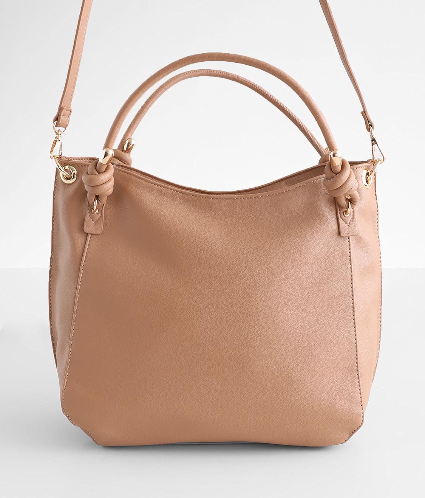 Moda Luxe Tan Leather Fringe Handbag W/ Detachable Strap