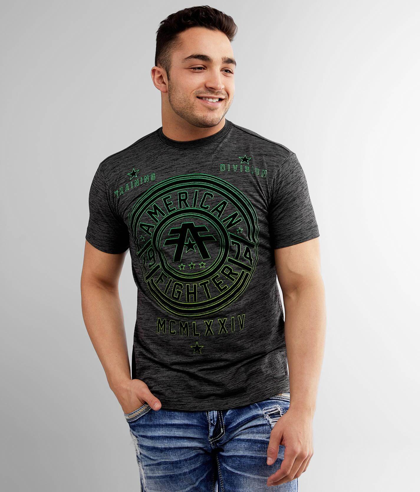 American Fighter T-shirt Uomo Elmont, Nera, Athletic Premium, Taglie Dalla XS Alla 4XL