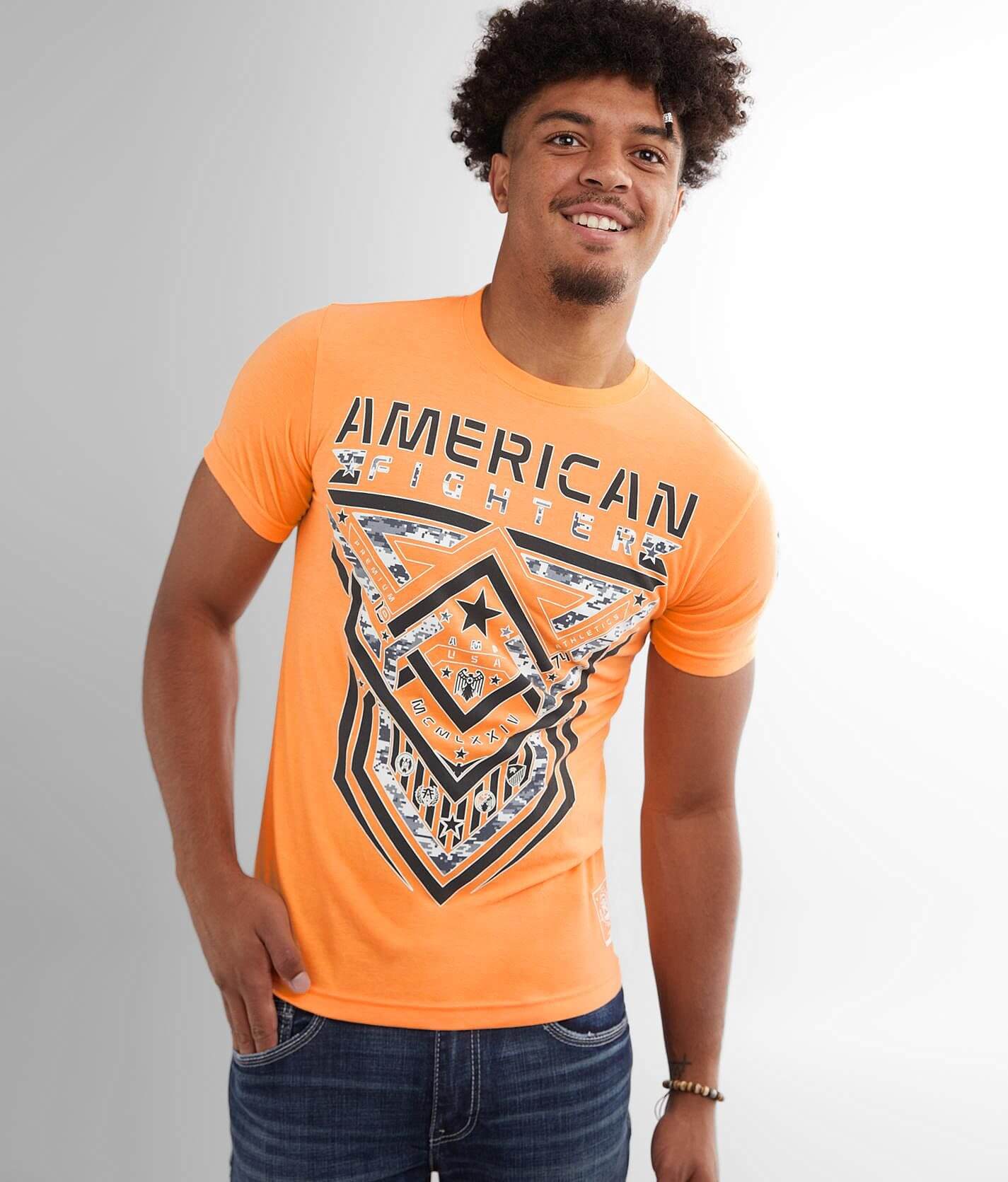 American Fighter Cisco T Shirt Men s T Shirts in Neon Light Orange Buckle