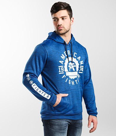 American Fighter Mens Acid Blue Black Wolf Lake Streetwear Hoodie  Sweatshirt M