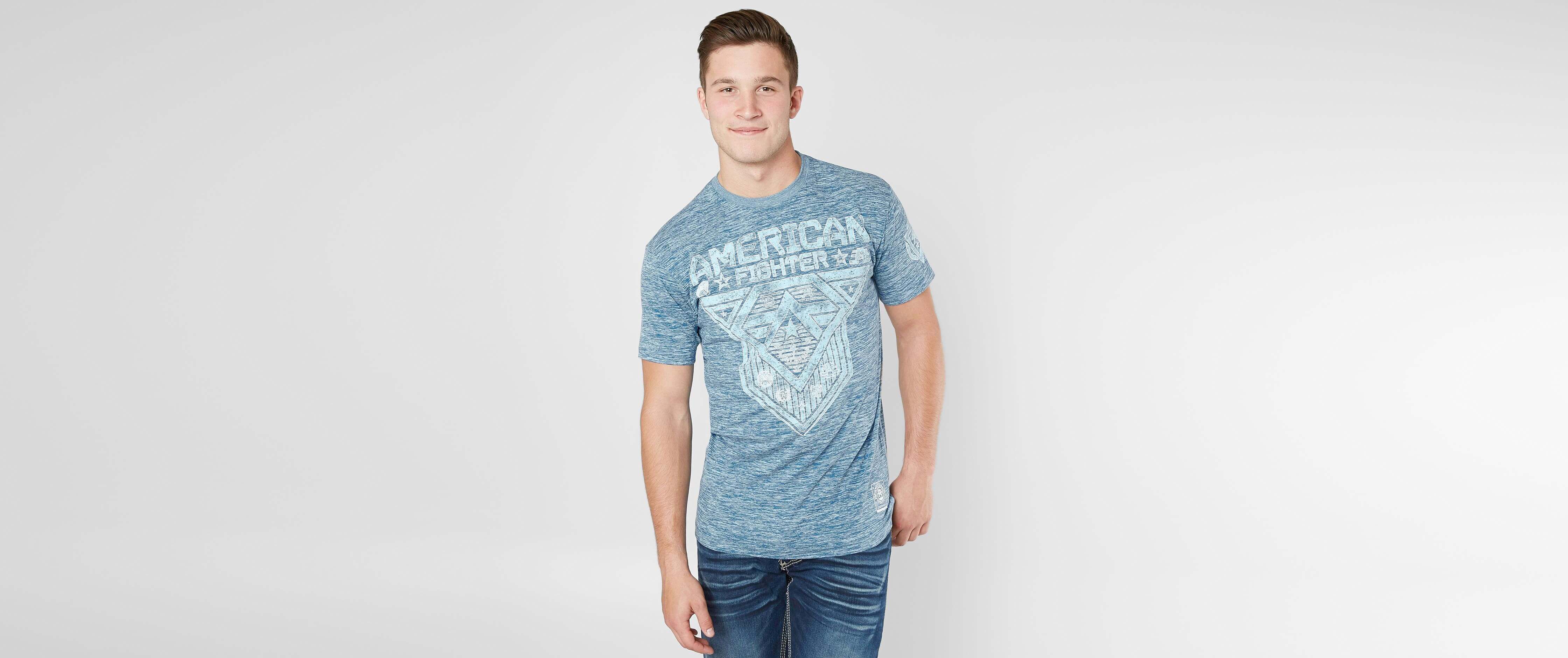 blue american fighter shirt