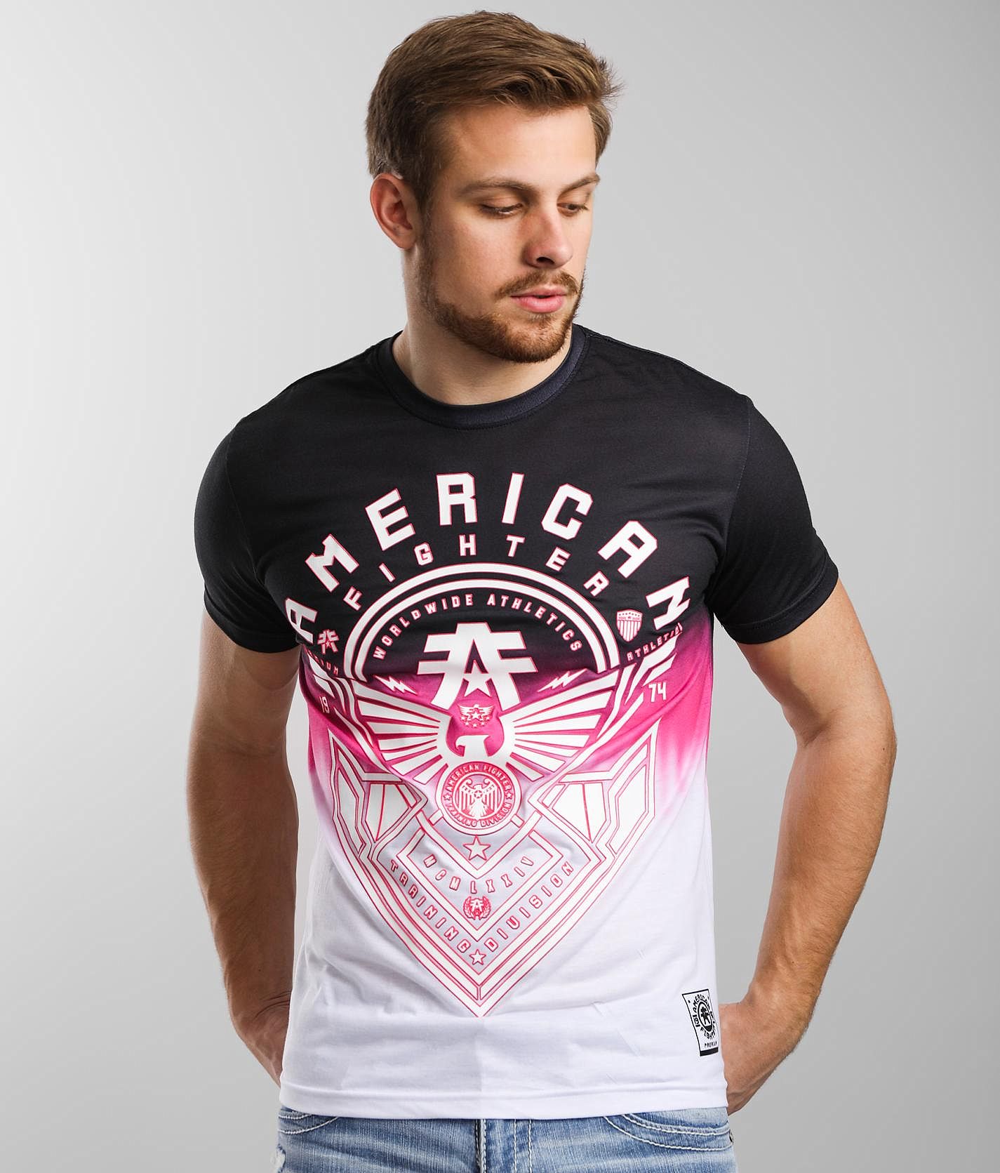 mens pink american fighter shirt